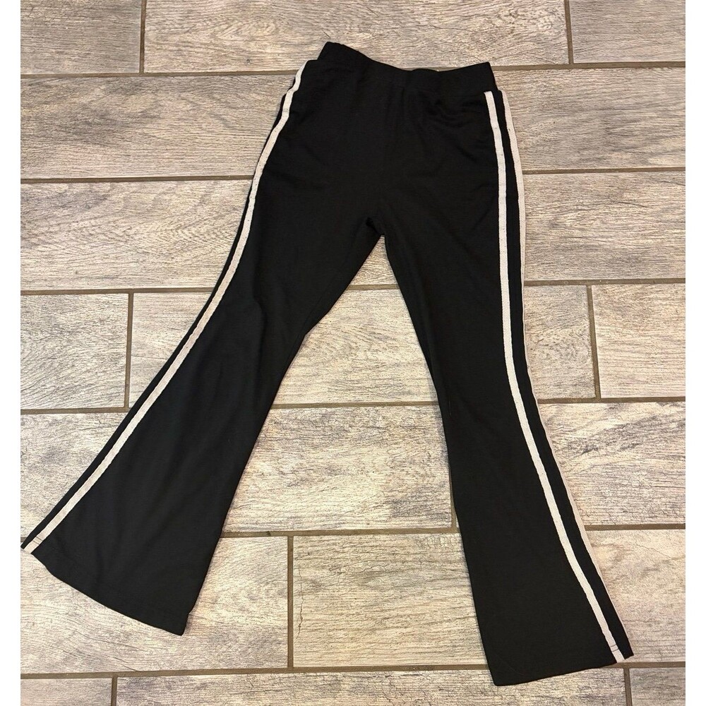 Girls Black Striped Leggings
